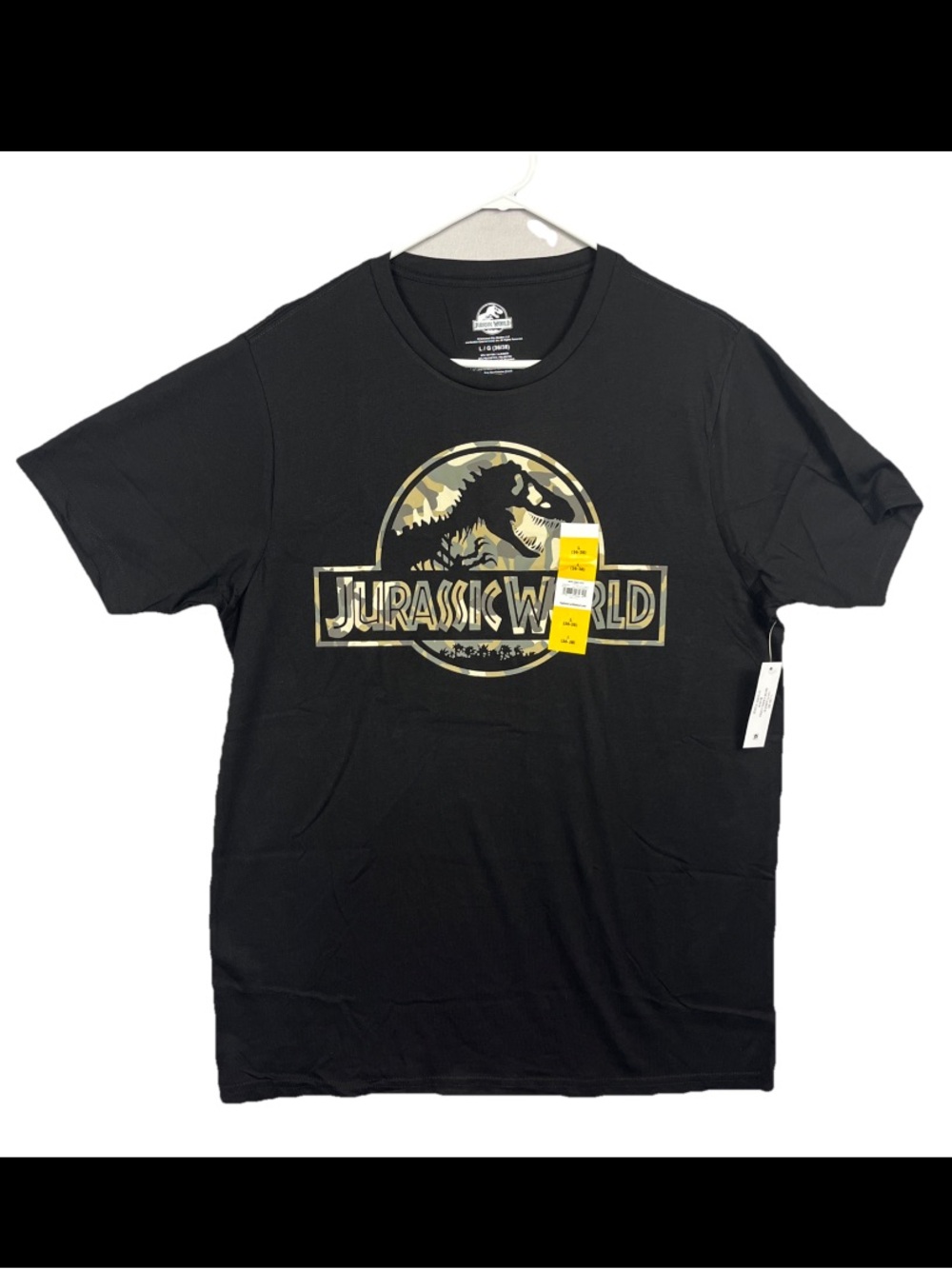 Jurassic World Park Shirt Men’s Large Black Camo T-Rex Licensed Universal Studio